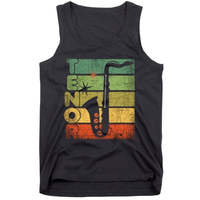 Retro 70s Tenor Saxophone Cool Vintage Sax Musician Gifts Tank Top