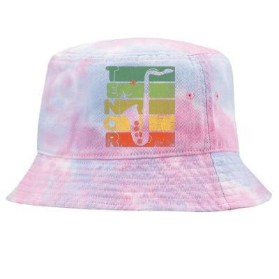 Retro 70s Tenor Saxophone Cool Vintage Sax Musician Gifts Tie-Dyed Bucket Hat