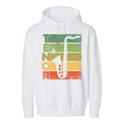 Retro 70s Tenor Saxophone Cool Vintage Sax Musician Gifts Garment-Dyed Fleece Hoodie