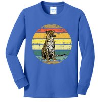 Retro 70s Vintage Cheetah Sunset Cheetah Animal Lover Great Gift Kids Long Sleeve Shirt