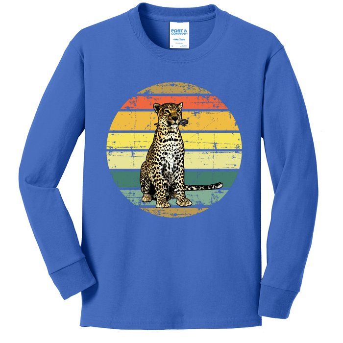 Retro 70s Vintage Cheetah Sunset Cheetah Animal Lover Great Gift Kids Long Sleeve Shirt