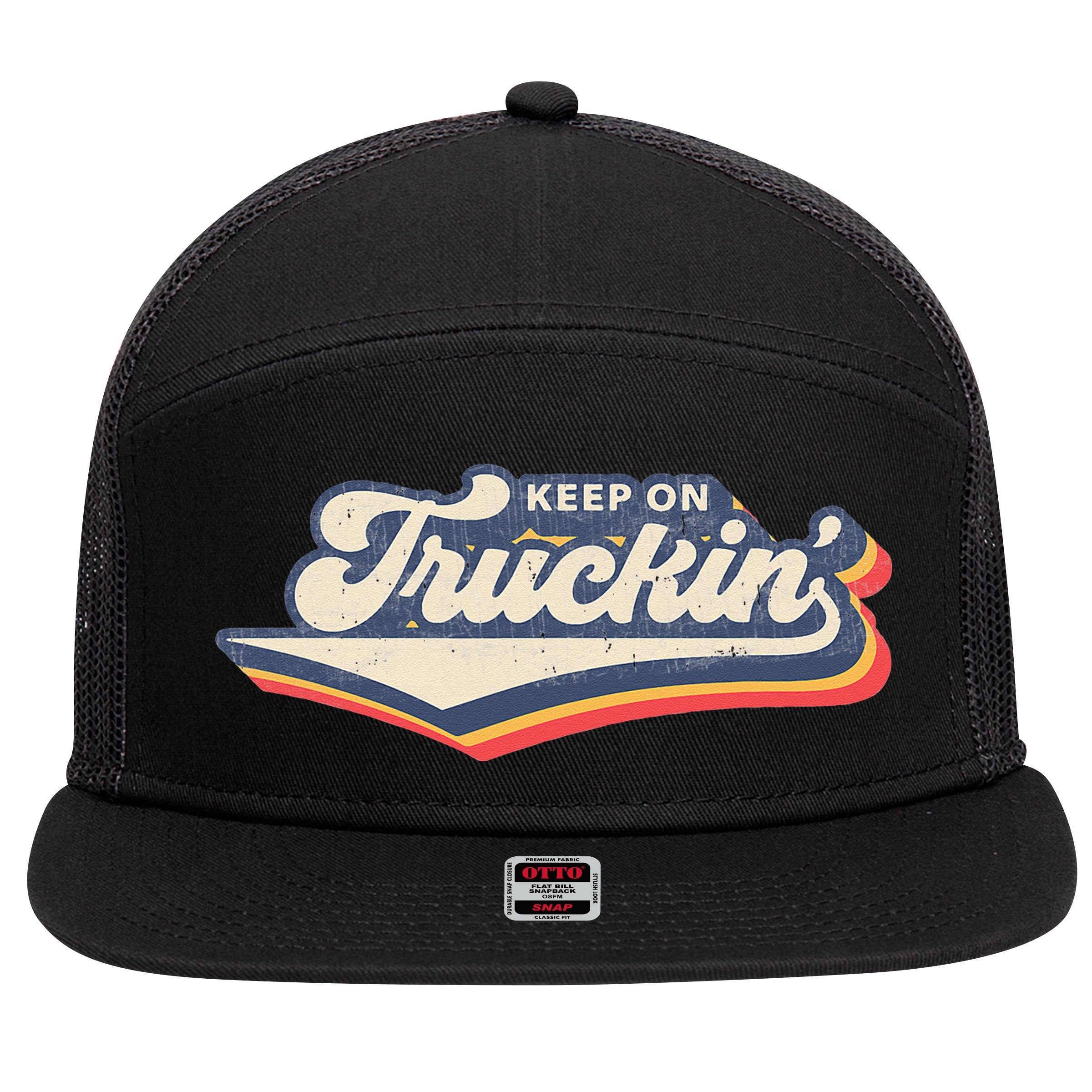 Retro 70s Vintage Keep on Truckin 7 Panel Mesh Trucker Snapback Hat