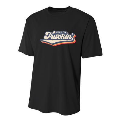 Retro 70s Vintage Keep on Truckin Youth Performance Sprint T-Shirt