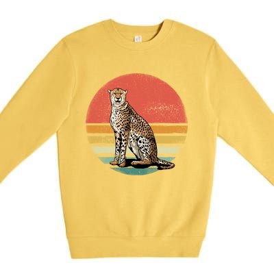 Retro 70s Vintage Cheetah Sunset Cheetah Animal Lover Great Gift Premium Crewneck Sweatshirt