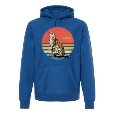 Retro 70s Vintage Cheetah Sunset Cheetah Animal Lover Great Gift Premium Hoodie