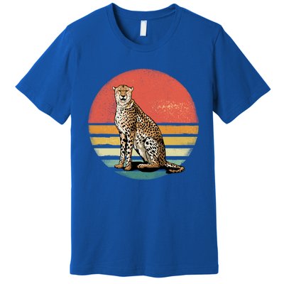 Retro 70s Vintage Cheetah Sunset Cheetah Animal Lover Great Gift Premium T-Shirt