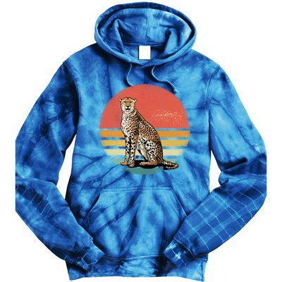 Retro 70s Vintage Cheetah Sunset Cheetah Animal Lover Great Gift Tie Dye Hoodie