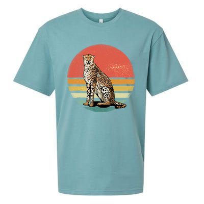 Retro 70s Vintage Cheetah Sunset Cheetah Animal Lover Great Gift Sueded Cloud Jersey T-Shirt