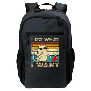 Retro 80s 90s Cat Lovers Gifts Funny I Do What I Want Cat Daily Commute Backpack