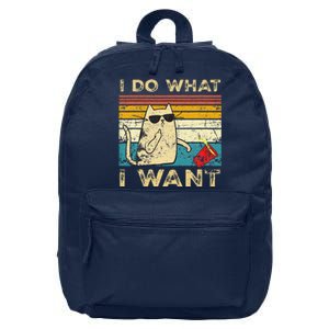 Retro 80s 90s Cat Lovers Gifts Funny I Do What I Want Cat 16 in Basic Backpack