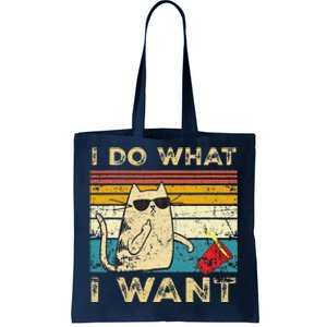 Retro 80s 90s Cat Lovers Gifts Funny I Do What I Want Cat Tote Bag