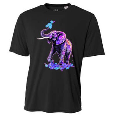 Retro 80s 90s synthwave Forget me not Elephant Trunk up Cooling Performance Crew T-Shirt