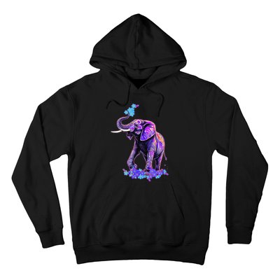 Retro 80s 90s synthwave Forget me not Elephant Trunk up Hoodie