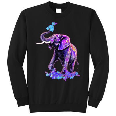 Retro 80s 90s synthwave Forget me not Elephant Trunk up Sweatshirt