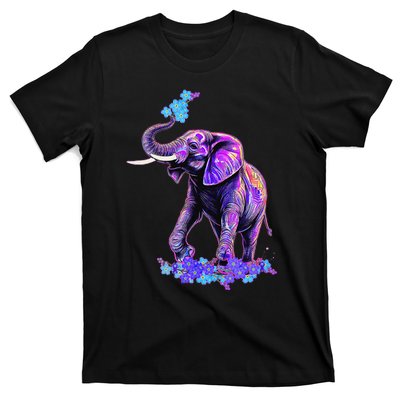 Retro 80s 90s synthwave Forget me not Elephant Trunk up T-Shirt