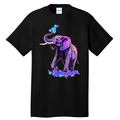 Retro 80s 90s synthwave Forget me not Elephant Trunk up Tall T-Shirt