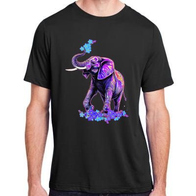 Retro 80s 90s synthwave Forget me not Elephant Trunk up Adult ChromaSoft Performance T-Shirt