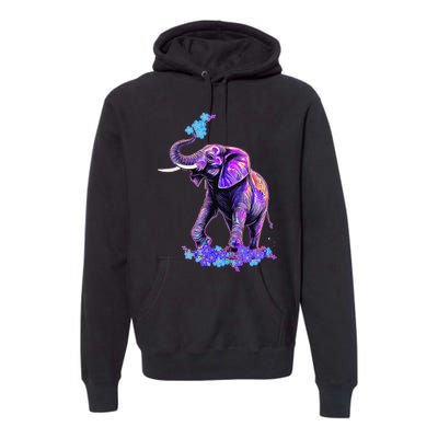 Retro 80s 90s synthwave Forget me not Elephant Trunk up Premium Hoodie