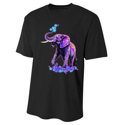 Retro 80s 90s synthwave Forget me not Elephant Trunk up Performance Sprint T-Shirt