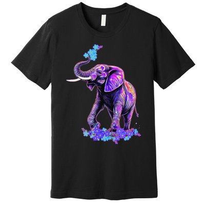 Retro 80s 90s synthwave Forget me not Elephant Trunk up Premium T-Shirt