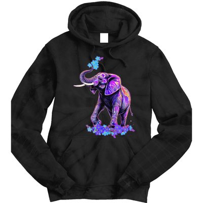 Retro 80s 90s synthwave Forget me not Elephant Trunk up Tie Dye Hoodie