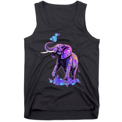 Retro 80s 90s synthwave Forget me not Elephant Trunk up Tank Top