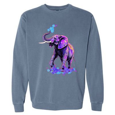 Retro 80s 90s synthwave Forget me not Elephant Trunk up Garment-Dyed Sweatshirt