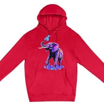 Retro 80s 90s synthwave Forget me not Elephant Trunk up Premium Pullover Hoodie