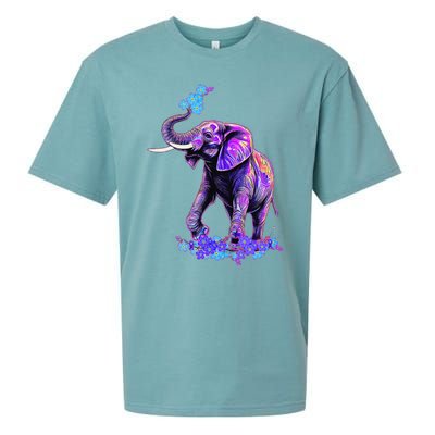 Retro 80s 90s synthwave Forget me not Elephant Trunk up Sueded Cloud Jersey T-Shirt