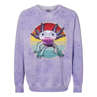 Retro 80s 90s axolotl shirt Cute Axolotl  Colorblast Crewneck Sweatshirt