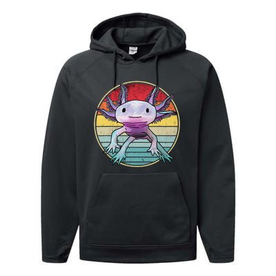 Retro 80s 90s axolotl shirt Cute Axolotl  Performance Fleece Hoodie