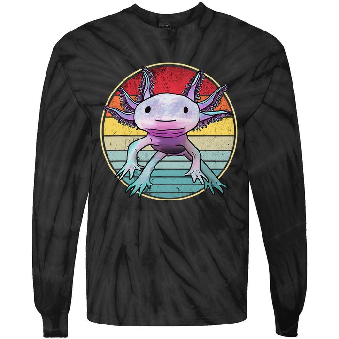 Retro 80s 90s axolotl shirt Cute Axolotl  Tie-Dye Long Sleeve Shirt