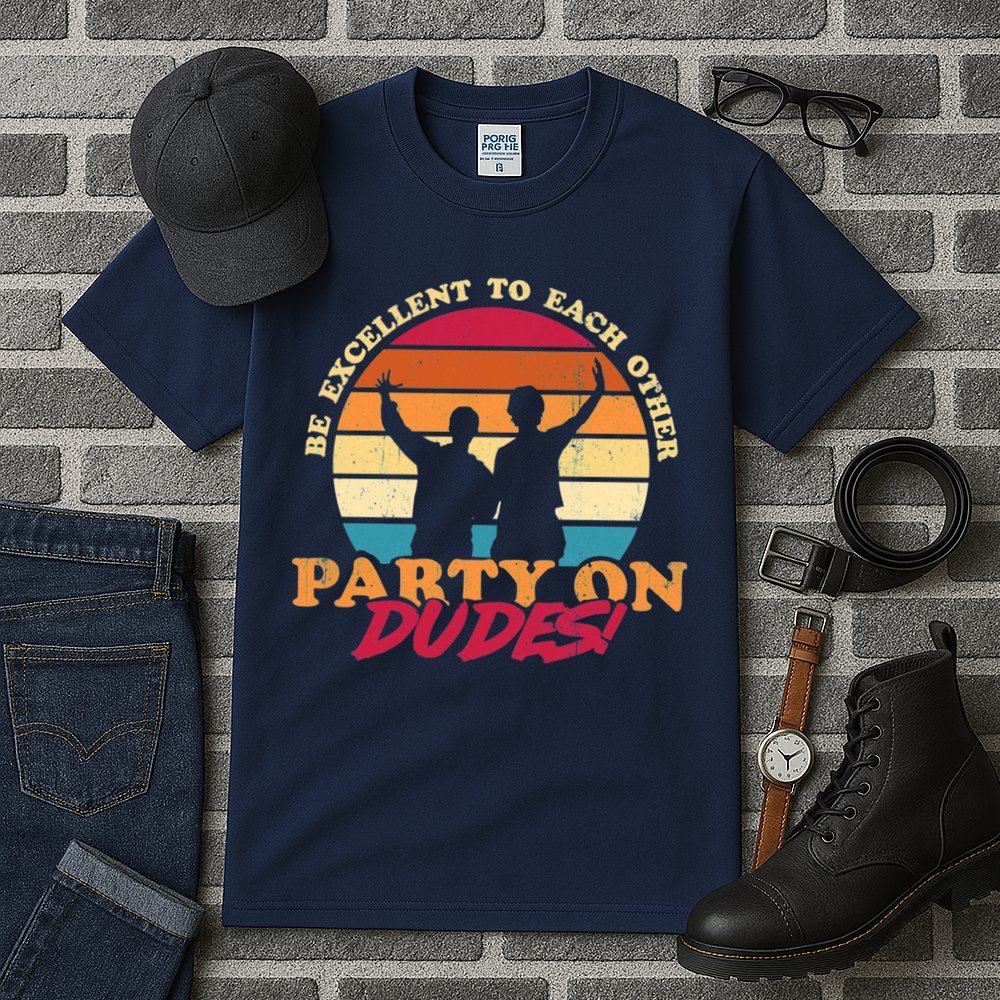 Retro 80's Bill And Ted Be Excellent To Each Other Party On Dudes! Tall T-Shirt