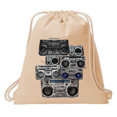 Retro 80s Boom Box Ghetto Blaster Radio Stack Drawstring Bag
