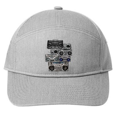Retro 80s Boom Box Ghetto Blaster Radio Stack 7-Panel Snapback Hat