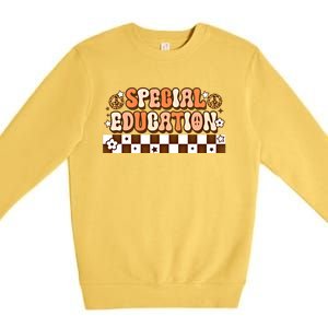 Retro 80s Boho Style Groovy Special Education Autism Teacher Gift Premium Crewneck Sweatshirt