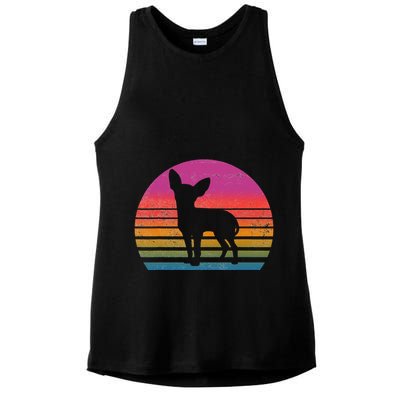 Retro 80's Chihuahua, Chihuahua Lover, Chihuahua Mom Ladies PosiCharge Tri-Blend Wicking Tank