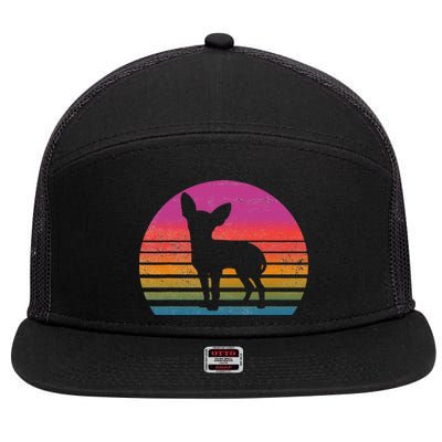 Retro 80's Chihuahua, Chihuahua Lover, Chihuahua Mom 7 Panel Mesh Trucker Snapback Hat