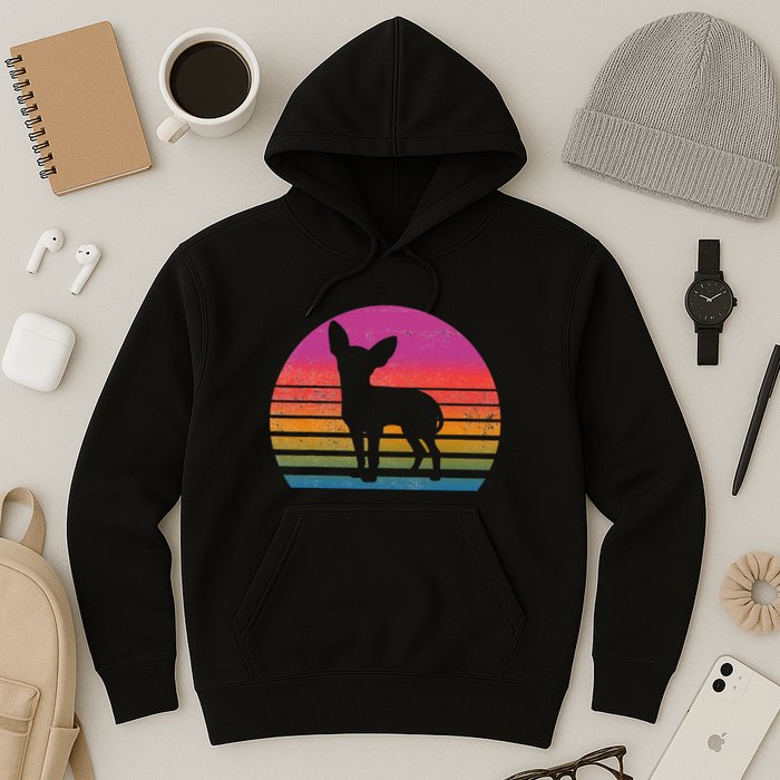 Retro 80's Chihuahua, Chihuahua Lover, Chihuahua Mom Hoodie