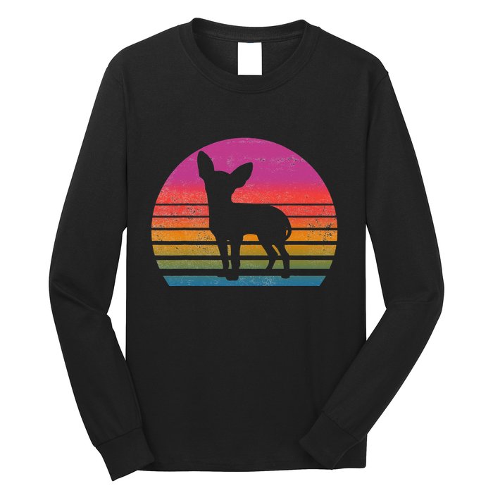 Retro 80's Chihuahua, Chihuahua Lover, Chihuahua Mom Long Sleeve Shirt