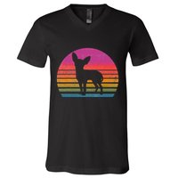 Retro 80's Chihuahua, Chihuahua Lover, Chihuahua Mom V-Neck T-Shirt