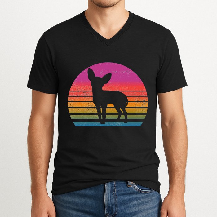 Retro 80's Chihuahua, Chihuahua Lover, Chihuahua Mom V-Neck T-Shirt