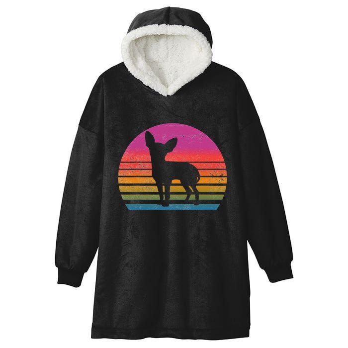 Retro 80's Chihuahua, Chihuahua Lover, Chihuahua Mom Hooded Wearable Blanket