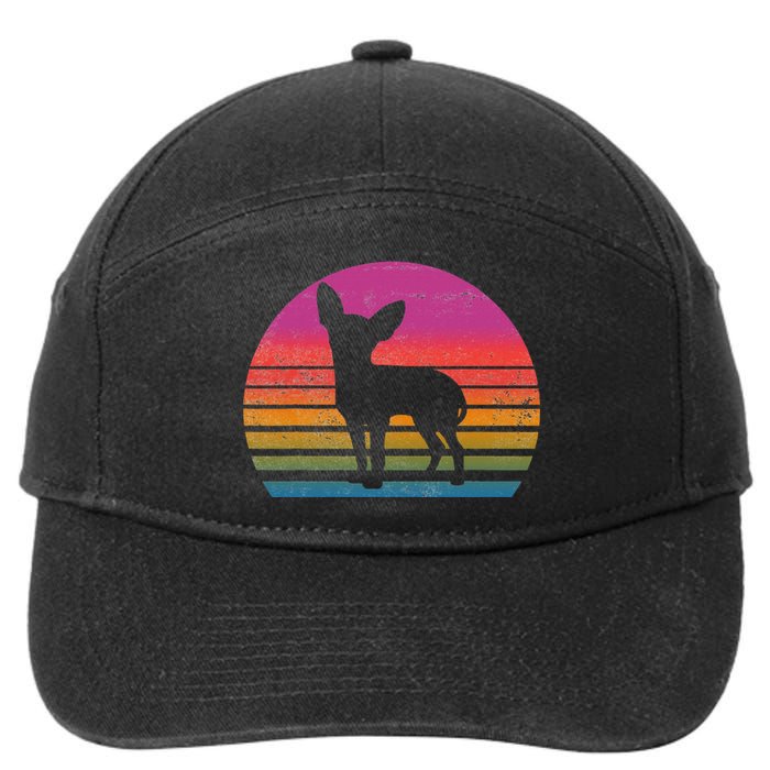 Retro 80's Chihuahua, Chihuahua Lover, Chihuahua Mom 7-Panel Snapback Hat