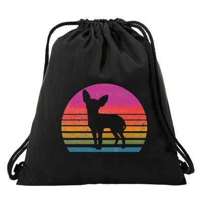 Retro 80's Chihuahua, Chihuahua Lover, Chihuahua Mom Drawstring Bag