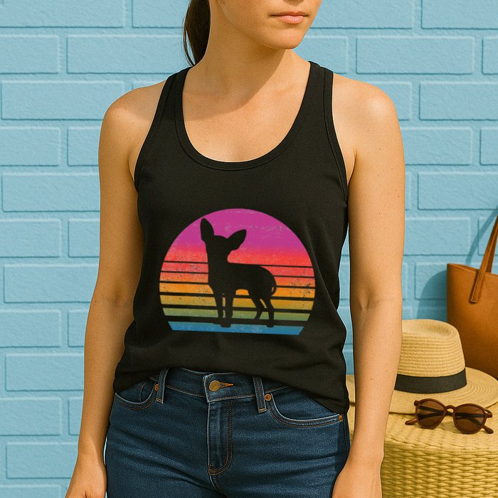 Retro 80's Chihuahua, Chihuahua Lover, Chihuahua Mom Womens Tank Top