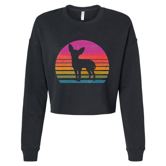 Retro 80's Chihuahua, Chihuahua Lover, Chihuahua Mom Cropped Pullover Crew