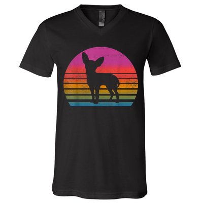 Retro 80s Chihuahua Chihuahua Lover Chihuahua Mom V-Neck T-Shirt