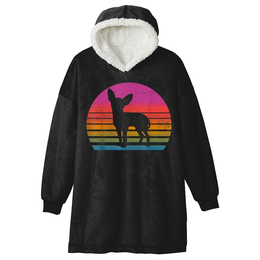 Retro 80s Chihuahua Chihuahua Lover Chihuahua Mom Hooded Wearable Blanket