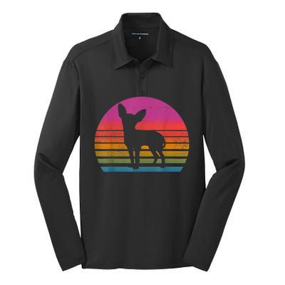 Retro 80s Chihuahua Chihuahua Lover Chihuahua Mom Silk Touch Performance Long Sleeve Polo